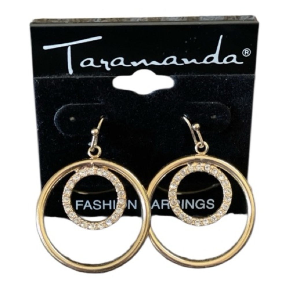 Gold and Sparkly Dangle Hoop Earrings — Taramanda